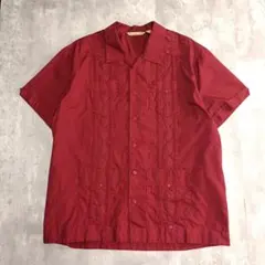 60s ヴィンテージ レーヨン混 オープンカラーシャツ 赤 ロカビリー 50s