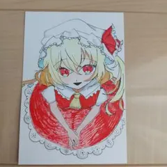 手描きイラスト】東方Project フランドール 一点物 豆色紙 アナログ