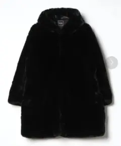 黒いファーコート フード付き
