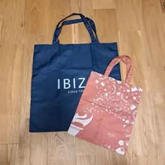 IBIZA　トートバッグ　エコバッグ　 ショップ袋 2枚セット　ネイビー　ピンクのサムネイル