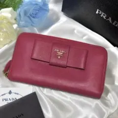 PRADA 長財布 キルティング レッド 箱 ギャランティーカード付き