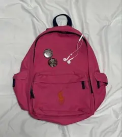 ② POLO RALPH LAUREN リュック ピンク 缶バッジ　ビッグポニーのサムネイル