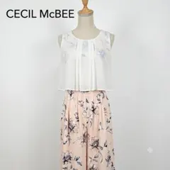 美品 CECIL McBee 花柄 オールインワン レイヤード風 キレイめ Mのサムネイル