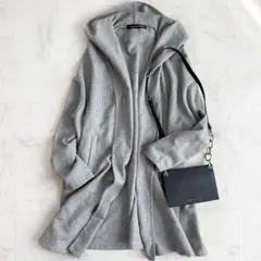 ミズイロインド ドレープ フーデットカーディガン コーディガン グレー