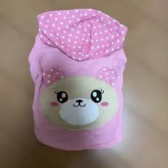 クマの顔プリント フード付き犬服 ピンク