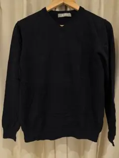 【ナノユニバース】黒 Vネック セーター