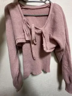 ピンク レイヤードニット セット