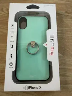 イーフィット iPhone X/XS用 ミントグリーン リング付きケース