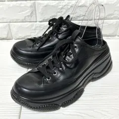 ZARA 厚底ダッドスニーカー レザー 黒 38サイズのサムネイル