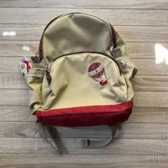 ファミリア　気球刺繍のベージュと赤のリュック