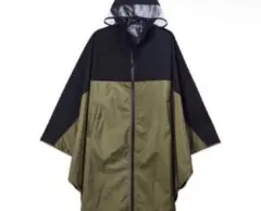 ワークマン　　高撥水　レインポンチョ　カーキ×ブラック　雨具　レインウエアのサムネイル