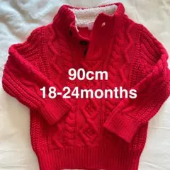 【美品】baby GAP 赤 ケーブルニット セーター 18-24ヶ月