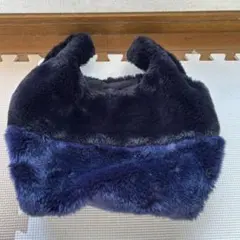 ZARA BASIC ネイビー ファー ハンドバッグ