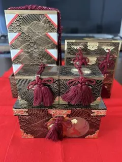 箱付き 雛まつり 木製 小物セット(三荷揃、御道具セット)