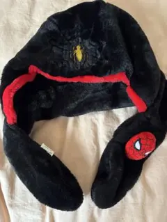 スパイダーマン なりきり マフラー フード付き ブラック レッド