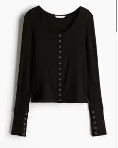 スナップボタン リブトップス カーディガン