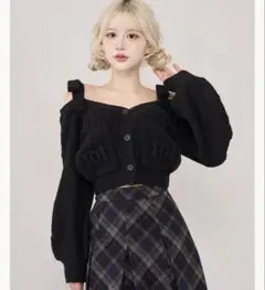 ♡ Darich ダーリッチ ショルダーリボンVネックニットトップス ♡