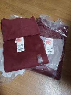 新品✰UNIQLO　フリースヒートテック タートル 3XL ワイン　2枚セット