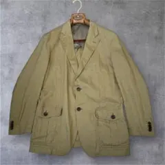 クロコダイル フレンチリネン100% ジャケット M ベージュ サファリ 麻