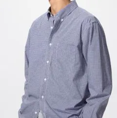 ユニクロ　ブロードシャツ チェック ボタンダウン