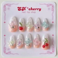 ｟現品／オーダー｠ ネイルチップ　ゆめかわ　平成女児　クリアフレンチ　ワンホン