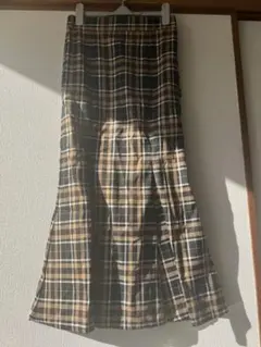 新品 GUチェック柄 マーメイドロングスカート