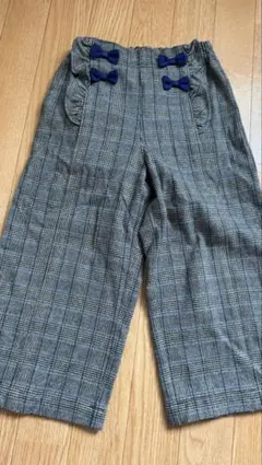 チェック柄リボン付き長ズボン 120cm