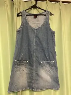 X-girl デニムノースリーブワンピース 星型ポケット付き