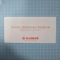 ビックカメラ 株主様お買物優待券