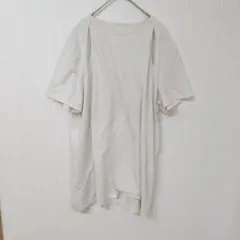 【2XL】 肩あき カットアウト オーバーサイズ Tシャツ ホワイト