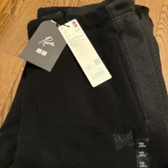 新品 ニードルス×ユニクロ フリースワイドパンツXL黒メンズパンツ