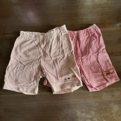 ファミリア◆赤ストライプ ハーフパンツ 2枚セット　80サイズ