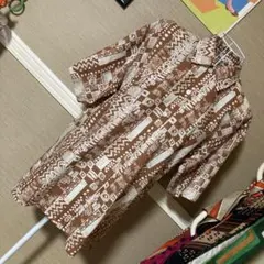 レトロ古着 総柄 半袖ブラウス ヴィンテージ 古着 大きめ