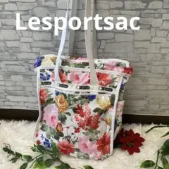 【美品】LESPORTSAC フラワープリント トートバッグ