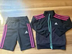 adidas ジャージセット 黒 ピンク