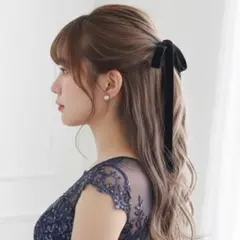 ベロアリボン ポニーフック 卒業式 入学式 ブライダルヘア