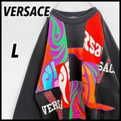 【希少デザイン】ヴェルサーチ Versace パッチワーク スウェット L 黒のサムネイル