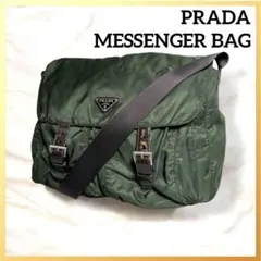 PRADAプラダ✨メッセンジャーバッグ ナイロン カーキ　三角ロゴ 斜め掛け⁠のサムネイル