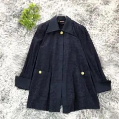 ViVi fleurs【M相当】ネイビー 花柄レース ジャケット 金ボタン 上品のサムネイル