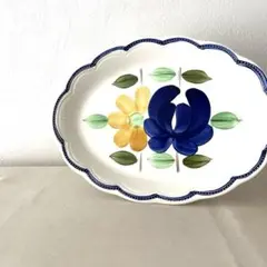☆M332 ○手描き　オーバル大皿【未使用】ナチュラル