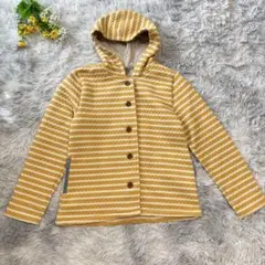 キルティングパーカー　ジャケット　【M】　ボーダー　中綿　あったか　花柄　秋冬