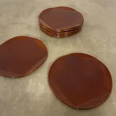 銘々皿　木　漆　和菓子　茶道具　古道具　骨董　シンプル　8枚セット