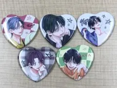 ❶②春の嵐とモンスター ハート型キャラバッジコレクション 天峰栢 5個