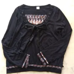 axes 黒 長袖 トップス リボン付き