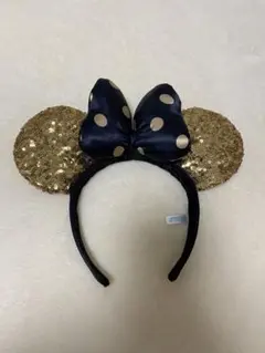ディズニー ミニー耳 カチューシャ ブラック ゴールド