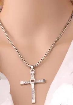 シルバーアクセサリークロスロザリオ新品未使用首元アクセント男女兼用