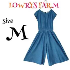 a501　ローリーズファーム　キュロットワンピース　M　ブルー　綿100%