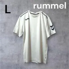 hummel ホワイト ネイビー L Tシャツ 薄手 ドライ クルーネック 夏のサムネイル