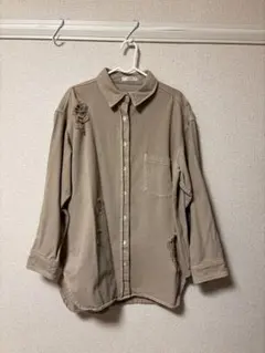 JEANASIS ベージュ ダメージシャツジャケット