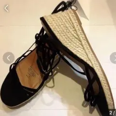 ストラップサンダル エスパドリーユスタイル　ブラック